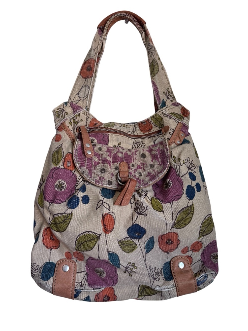 Fossil Floral Canvas Shoulder Bag